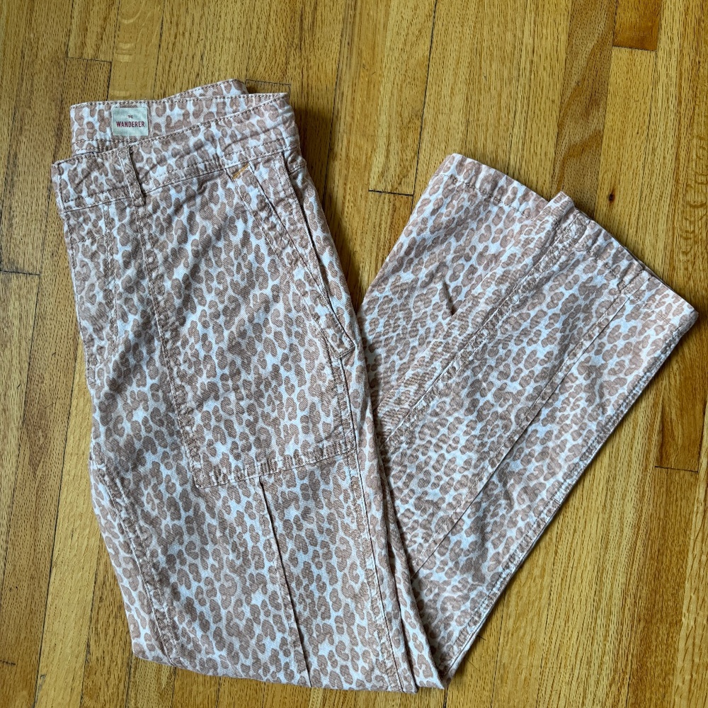 Anthropologie Tan Leopard Print Straight Leg Pants